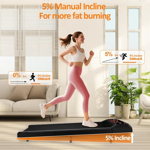 Miniatura 3 de 2.5HP Walking Mat with Incline pad,Under Desk Treadmill, Walking Running Pad with Remote, 3 in 1 Low Noise Small Mini Portable Treadmill with Led
