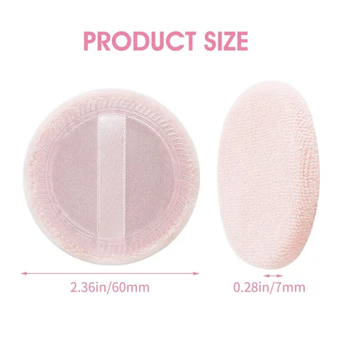 Miniatura 2 de WLLHYF 12 unidades de polvo de maquillaje de algodón rosa, soplos de polvo redondos para maquillaje facial en polvo de terciopelo para polvo suelto