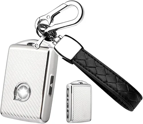 Miniatura 9 de Funda para llavero de automóvil con textura de fibra de carbono de TPU con llavero que se adapta a Volvo XC90, XC60, XC40, S60, S90, V90, V60