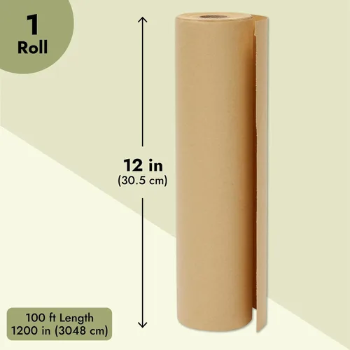 Miniatura 4 de Juvale Rollo de papel para tablón de anuncios, 12 pulgadas x 100 pies, papel de regalo de correo marrón para embalaje y embalaje de cartón