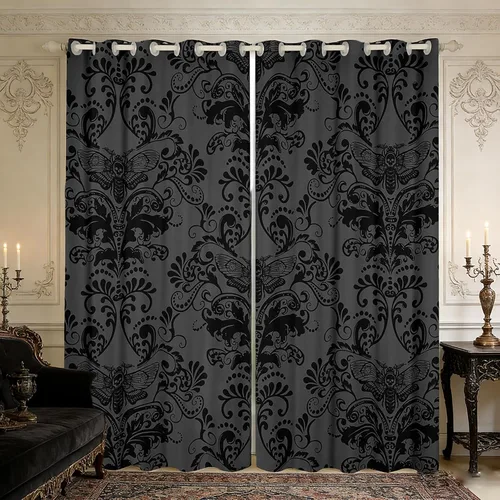 Miniatura 30 de Cortinas y cortinas de damasco turquesa para adultos, cortinas opacas barrocas victorianas antiguas, 2 paneles de 38 pulgadas de ancho x 54 pulgadas