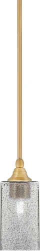 Miniatura 106 de Toltec Lighting Tallo Colgado Mini colgante, acabado de cobre negro, 3.5" cuadrado humo burbuja vidrio