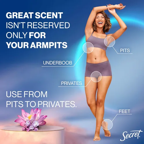 Miniatura 3 de Secret Desodorante en barra de cuerpo entero para mujer, aroma a lila y lirio, desodorante sin aluminio, protección contra olores 72 HR, 2.4 onzas