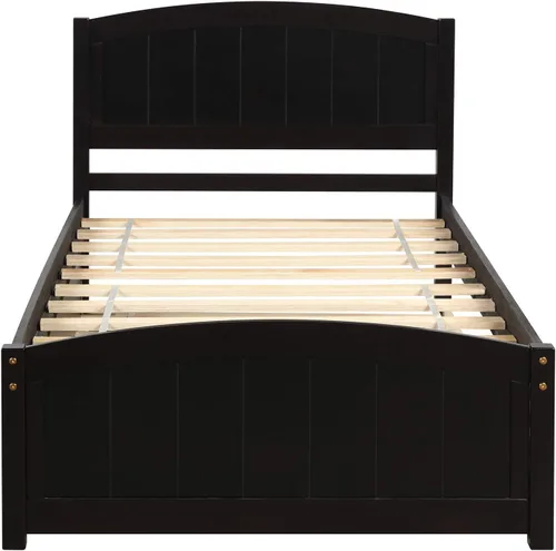 Miniatura 3 de Harper & Bright Designs Cama de plataforma de tamaño individual con nido, color espresso