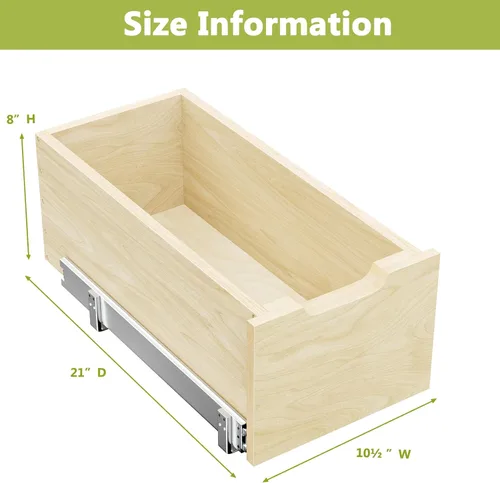 Miniatura 6 de ROOMTEC Organizador de gabinete extraíble, cajón de madera deslizante, cajones extraíbles para armarios, estante extraíble de 8 pulgadas de alto