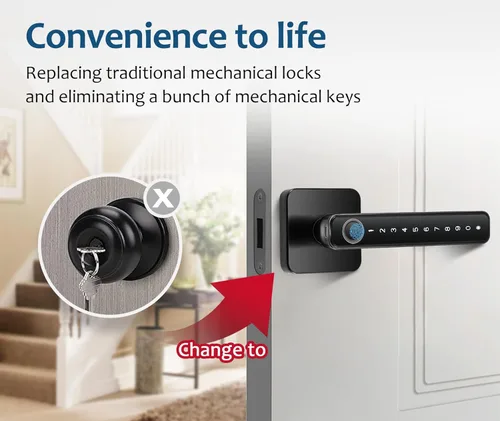 Miniatura 4 de Cerradura Inteligente de Perilla de Puerta con Huella Dactilar 4 en 1 - No Requiere Aplicación, Cerraduras de Puerta para Dormitorios y Oficinas