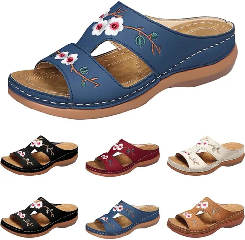Miniatura 7 de Sandalias ortopédicas con soporte de arco, sandalias planas para exteriores, estilo bohemio, para caminar, cómodas, elegantes, informales