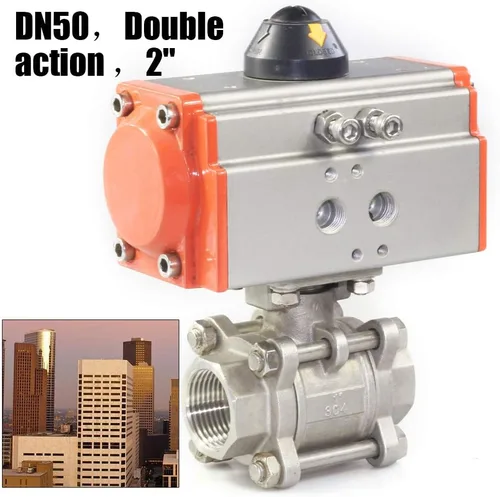 Miniatura 4 de Válvula de bola neumática de doble efecto de 3 piezas de 2 pulgadas, Industrias químicas de vapor de aire Actuador de válvula neumática Actuador