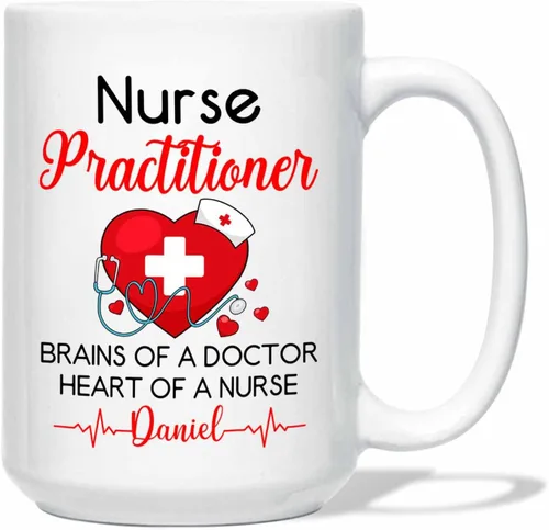 Miniatura 13 de Taza de enfermera practicante con nombre personalizado, regalo NP, taza de café para estudiante de enfermería, regalo médico personalizado