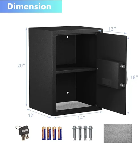 Miniatura 7 de Caja de seguridad grande, de cierre y abertura con teclado electrónico digital, ideal para guardar joyas, arma o dinero, de Safstar