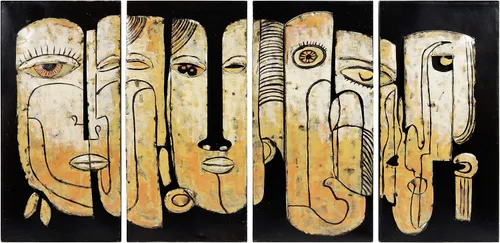 Empire Art Direct Totem Poles - Arte de pared de metal abstracto pintado a mano, escultura de pared de hierro mixto Primo, decoración de pared 3D,