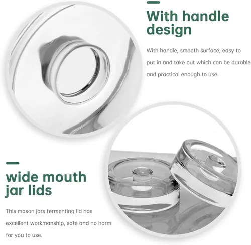 Miniatura 4 de 1Pc Wide-Mouth Fermentation Glass Weight Set With Easy Grip Perfect For Home Brewing, Pickling, Canning, Fermented Fruits, Sauerkraut, Kimchi And