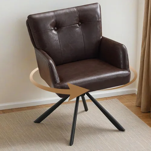 Miniatura 16 de WUTUTUEE Juego de 2 sillas de comedor de tela, modernas, tapizadas, giratorias, cómodas sillas de comedor con respaldo medio, sillón de escritorio