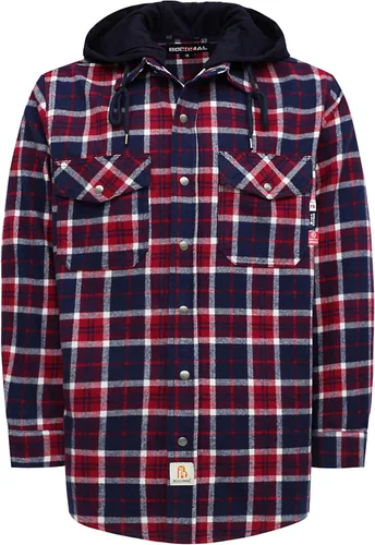 Miniatura 15 de BOCOMAL Camisas con capucha FR, camisas de franela a cuadros, con botones, resistentes al fuego, camisas de franela resistentes a la llama, chaqueta