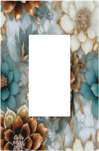 Miniatura 80 de Cubiertas de Interruptor de Luz Artísticas de Cuádruple Palanca con Hojas Tropicales Florales Boho, Flores Bohemias Decorativas Botánicas, Placas