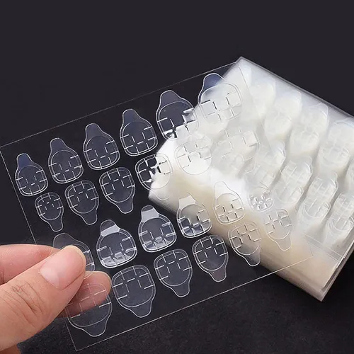 Miniatura 8 de Mwellewm 240 piezas de 10 hojas de pegamento de uñas de doble cara para uñas a presión, puntas de uñas postizas impermeables y transpirables