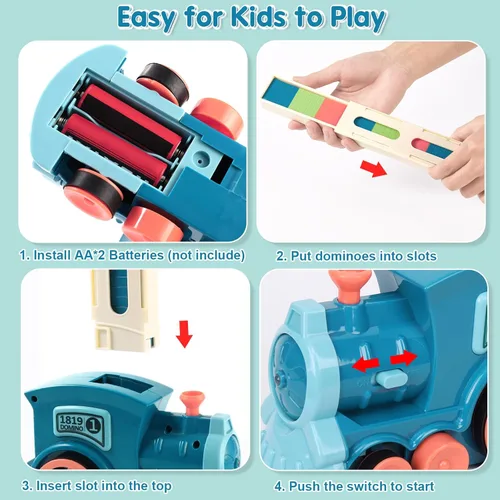 Miniatura 4 de Juego de 200 juguetes de tren de dominó, juego creativo de construcción y apilamiento automático para niños de más de 3 años, juguetes Montessori