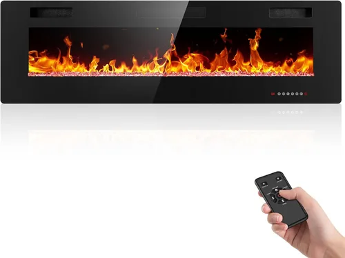 Miniatura 17 de Electactic Chimenea eléctrica de 42 pulgadas, chimenea eléctrica empotrada y montada en la pared con control remoto, calentador de chimenea