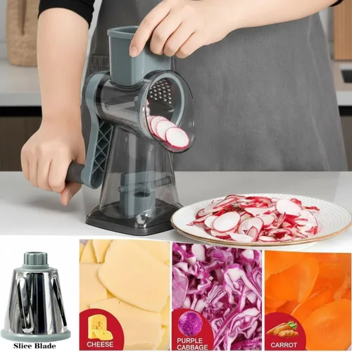 Miniatura 3 de YOUCZON Rallador Rotativo de Queso Multiusos de Acero Inoxidable - Rallador de Queso con Mango para Rallado sin Esfuerzo de Zanahorias, Papas, Azul