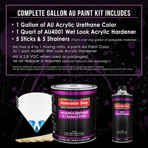 Miniatura 2 de Restoration Shop - Pintura de auto de uretano acrílico Daytona Blue Metálico - Kit completo de pintura de galón - Recubrimiento profesional de un