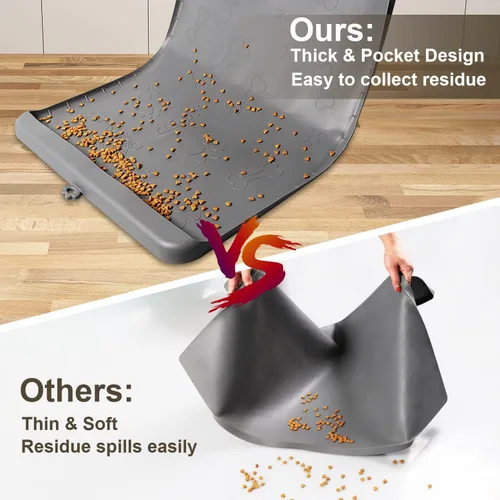 Miniatura 5 de Tapete para Comida de Perro - Tapete de Silicona para Perros para Comida y Agua - 28" x 20" Tapetes de Alimentación para Mascotas con Bolsillo