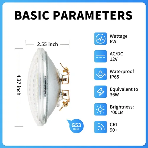Miniatura 2 de Goehiaul PAR36 - Bombillas LED para paisaje, 6 W, 3000 K, blanco cálido, AC/DC12 V, 700 lúmenes, bombilla LED PAR36 equivalente a 36 W, luz LED PAR