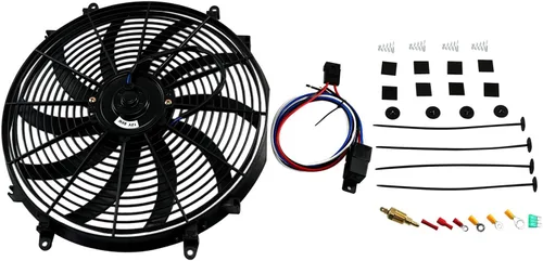 Miniatura 3 de Ventilador delgado universal de 16 pulgadas Push Pull Radiador eléctrico Ventilador de refrigeración Kit de montaje de 12 V Negro