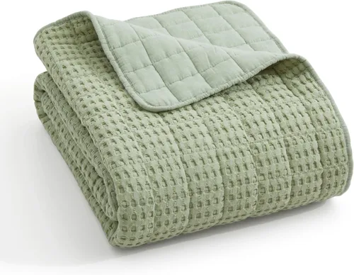 Miniatura 8 de Levtex Home Mills Waffle - Juego de colcha King (120 x 104 pulgadas) con 2 fundas de almohada (36 x 20 pulgadas), salvia del desierto, juego