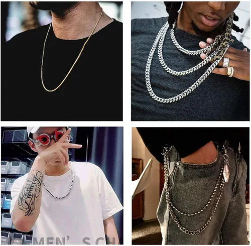 Miniatura 3 de Suplight Cuban Link Chain for Men Women, 18K GoldBlack Plated q316L Miami Cuban Chain Stainless Steel Chains Mens Necklaces 4MM 6MM 9MM 18" 20" 22