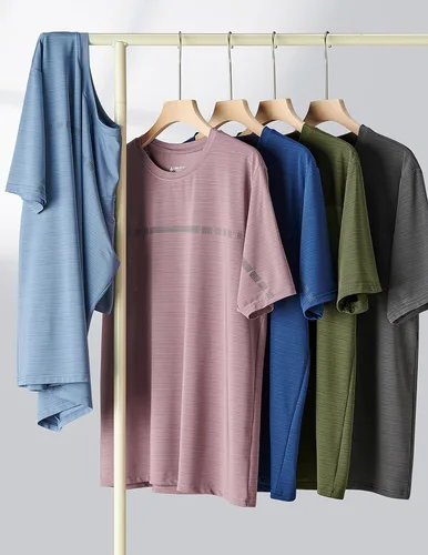 Miniatura 6 de Paquete de 5 camisetas de manga corta, con cuello redondo y de secado rápido para hombre, camisetas deportivas para correr, entrenar o ir al gimnasio