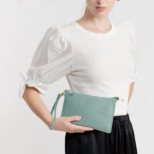 Miniatura 3 de Uromee Cartera de mano para mujer, de piel auténtica, con cadena de hombro desmontable