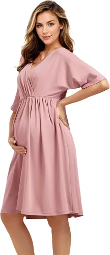 Ever-Pretty Vestido cruzado hasta la rodilla con cuello en V y media manga para mujer Vestidos casuales Vestidos de maternidad 01801-EY