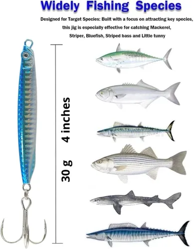 Miniatura 5 de Saltwater Fishing Lures Fishing Jigs Fishing Spoons for Striped bass, Pompano, Spanish Mackerel ，Bluefish