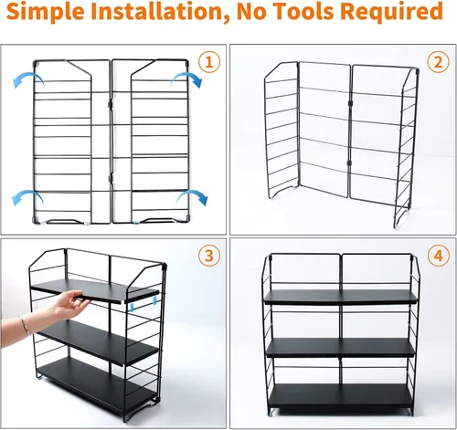Miniatura 6 de BOIVSHI Organizador de encimera de baño, organizador de encimera de baño de 3 niveles, 8 niveles de altura ajustable, organizador de baño para Negro