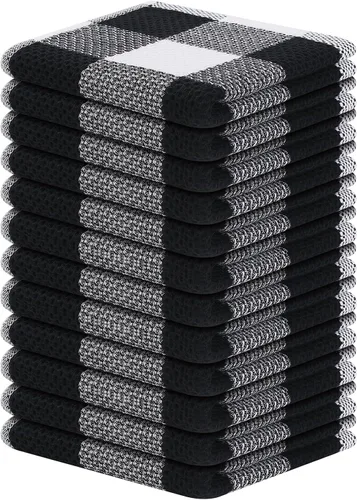 Homaxy Paños de cocina 100% algodón, tejido gofre a cuadros, 12 x 12 pulgadas, toallas de platos súper suaves y absorbentes, de secado rápido,