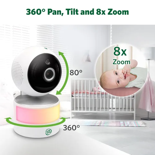 Miniatura 5 de LeapFrog LF920-2HD Monitor de bebé de video de 2 cámaras con pantalla HD de 7 pulgadas, pantalla dividida, visión nocturna a color de 1080p