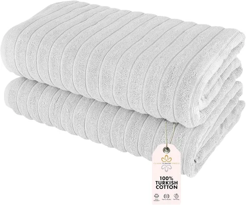 Miniatura 33 de Classic Turkish Towels - Juego de toallas de baño de algodón extragrande de alta calidad, gruesas y absorbentes, toallas de baño de lujo acanaladas