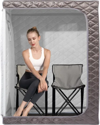 Smartmak Tienda de campaña de sauna de vapor de tamaño completo con 2 sillas portátiles, sala de espacio grande para una o dos personas, vapor no