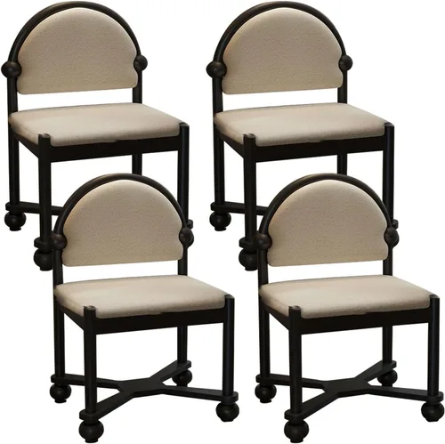 Miniatura 22 de JKGHK Sillas de comedor de madera, sillas de cocina para el hogar, silla auxiliar de cocina tapizada de tela, respaldo curvado retro, silla de sala