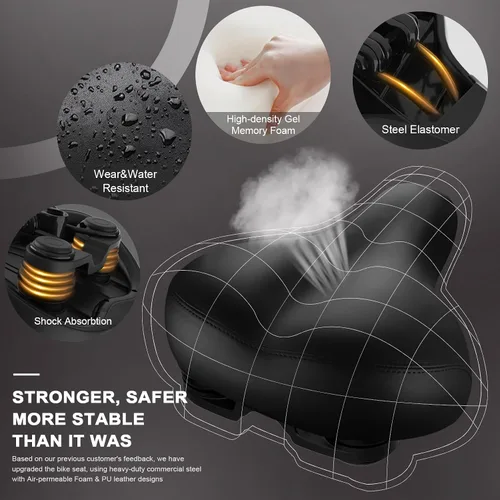 Miniatura 3 de Asiento cómodo de bicicleta, con espuma viscoelástica, impermeable, doble absorción de impactos, para hombres y mujeres. Es el mejor asiento