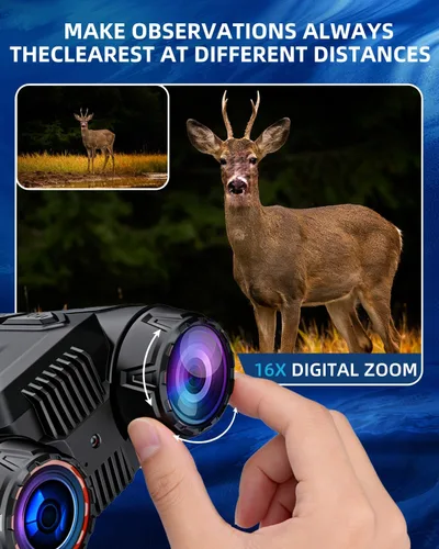 Miniatura 5 de Gafas de visión nocturna montadas en la cabeza Prismáticos de visión nocturna 4K 48MP compatibles con casco con zoom de 16X, brújula/altímetro