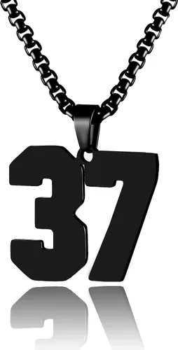 Miniatura 45 de Collar de Número Dorado para Hombre, Cadena de Acero Inoxidable con Colgante de Número para Atletas, Joyería Deportiva Personalizada para Niños