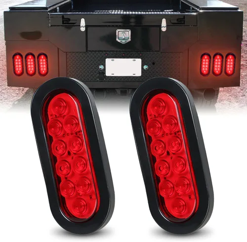 Miniatura 13 de Luces traseras LED ovaladas rojas de 6 pulgadas, luces traseras de remolque, luces traseras de remolque de montaje en superficie, luces