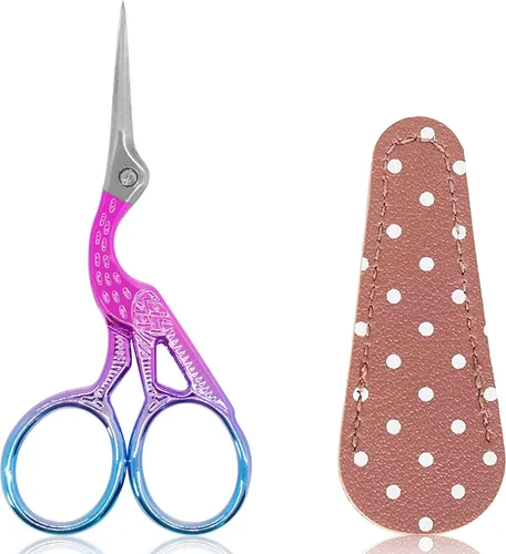 Miniatura 19 de BIHRTC - Tijeras de crochet de 4.5 pulgadas con estuche, tijeras de bordar de acero inoxidable, afiladas para manualidades, costura, hilo, Celadon