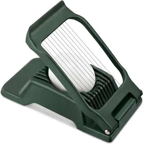 Miniatura 9 de Cortador de huevos para huevos duros, alambre de acero inoxidable, cortador de huevos de aluminio resistente multiusos para huevos, ensaladas, Negro