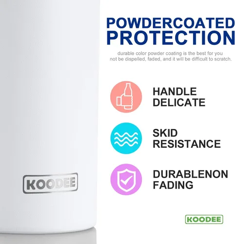 Miniatura 4 de koodee Vaso delgado de 20 onzas de acero inoxidable con aislamiento de doble pared para agua con pajilla, vaso delgado de viaje para Blanco