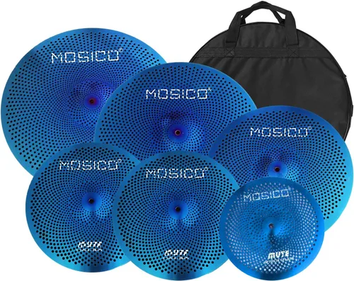 Miniatura 9 de Arborea Paquete de Platillos de Bajo Volumen 8 piezas Negros para Práctica Silenciosa para Set de Tambores 10"/12" Splash/14" HiHats/16" Crash/18