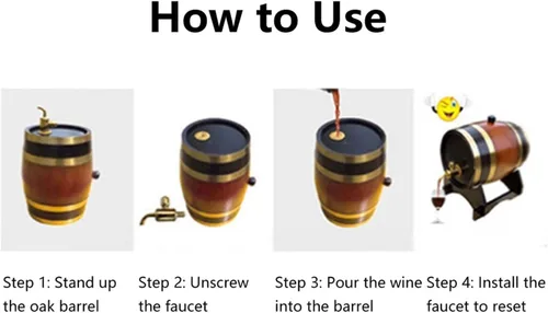 Miniatura 7 de Vino de madera 3L, almacenamiento de vino tinto brandy whisky tequila decoración del hogar envejecimiento con grifo dispensador de vino