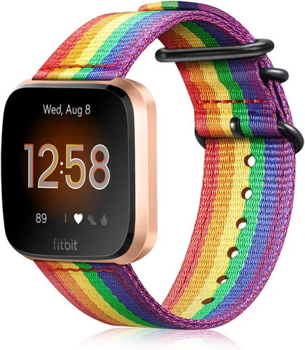 Miniatura 11 de FINTIE Correas compatibles con Fitbit Versa 2/1 / Lite Edition, correa de repuesto de nailon suave (negro)