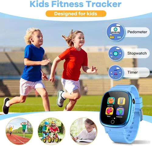 Miniatura 3 de DERUI Reloj inteligente para niños con 26 videojuegos, cámara selfie, reproductor de video, podómetro, cronómetro, reloj despertador, linterna